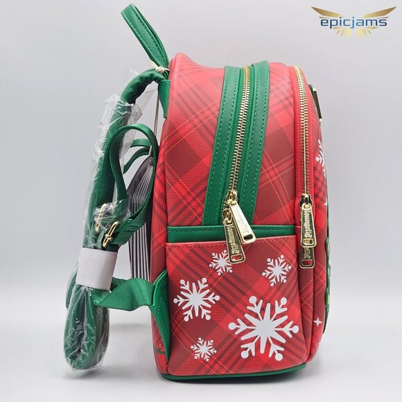 Loungefly Disney Big Hero 6 Baymax Holiday Plaid Light-Up Mini Backpack - Picture 4 of 7